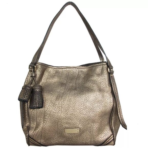 Auth BURBERRY Shoulder Bag gold leather s0494 - Picture 1 of 12